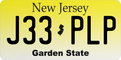NJ license plate J33PLP