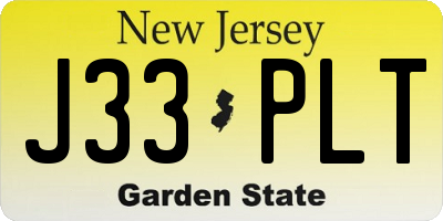 NJ license plate J33PLT