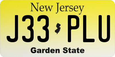 NJ license plate J33PLU