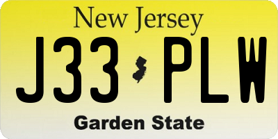 NJ license plate J33PLW