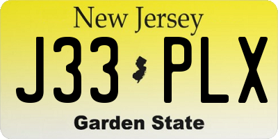 NJ license plate J33PLX