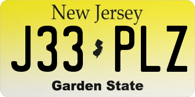 NJ license plate J33PLZ