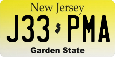 NJ license plate J33PMA
