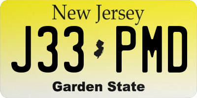 NJ license plate J33PMD