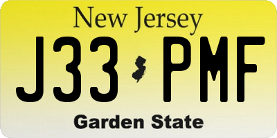 NJ license plate J33PMF