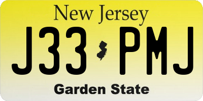 NJ license plate J33PMJ
