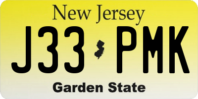 NJ license plate J33PMK