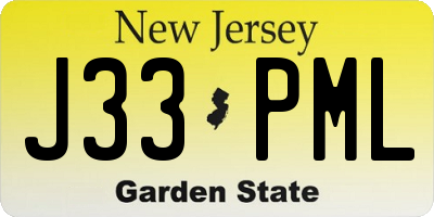 NJ license plate J33PML