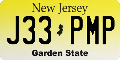 NJ license plate J33PMP