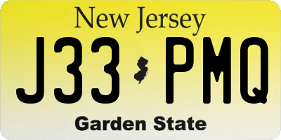 NJ license plate J33PMQ