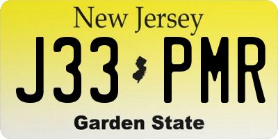NJ license plate J33PMR
