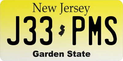 NJ license plate J33PMS