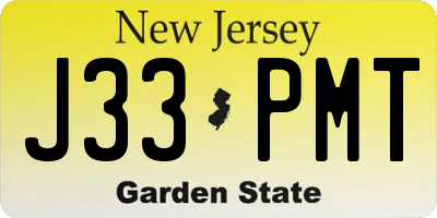 NJ license plate J33PMT