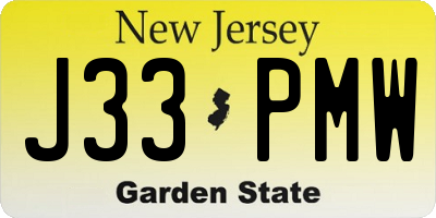 NJ license plate J33PMW