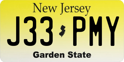 NJ license plate J33PMY