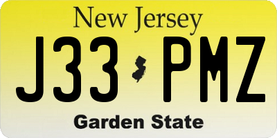 NJ license plate J33PMZ