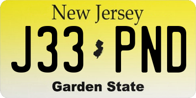 NJ license plate J33PND