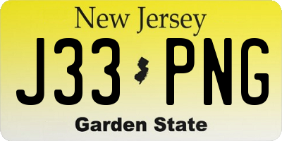 NJ license plate J33PNG
