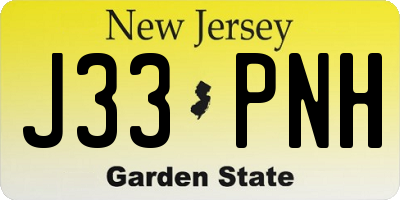 NJ license plate J33PNH