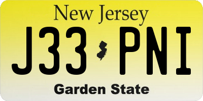 NJ license plate J33PNI
