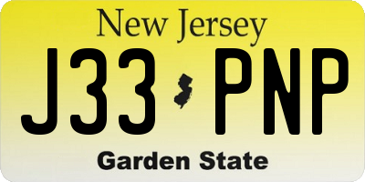 NJ license plate J33PNP