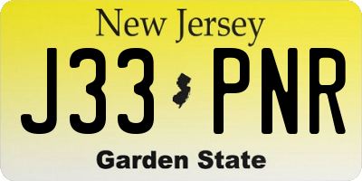 NJ license plate J33PNR