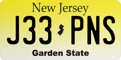 NJ license plate J33PNS