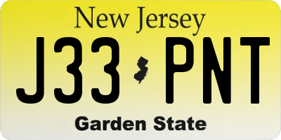 NJ license plate J33PNT