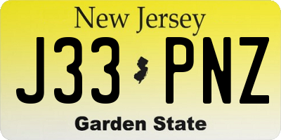 NJ license plate J33PNZ