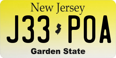 NJ license plate J33POA
