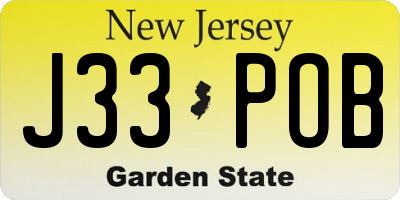 NJ license plate J33POB