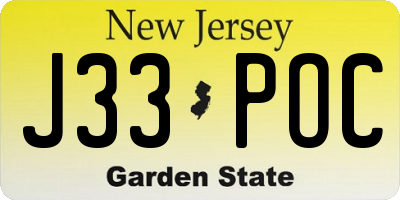 NJ license plate J33POC