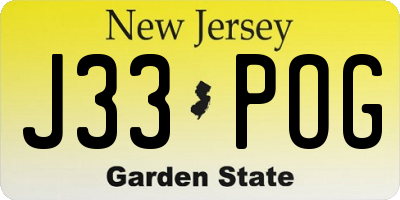 NJ license plate J33POG