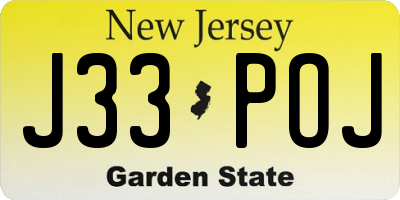 NJ license plate J33POJ