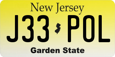 NJ license plate J33POL