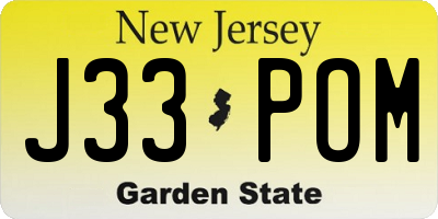 NJ license plate J33POM