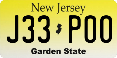 NJ license plate J33POO