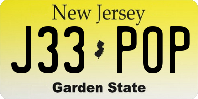 NJ license plate J33POP