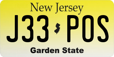 NJ license plate J33POS
