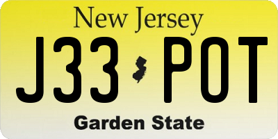 NJ license plate J33POT