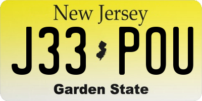 NJ license plate J33POU