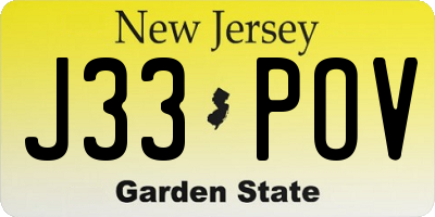 NJ license plate J33POV