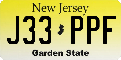 NJ license plate J33PPF