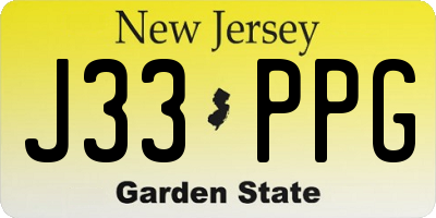 NJ license plate J33PPG