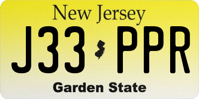NJ license plate J33PPR