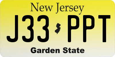 NJ license plate J33PPT