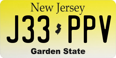 NJ license plate J33PPV