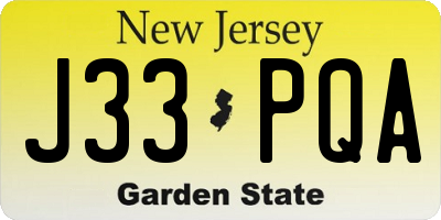 NJ license plate J33PQA