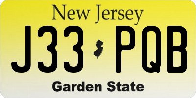 NJ license plate J33PQB