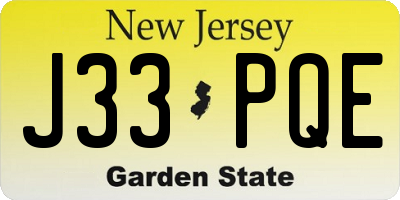 NJ license plate J33PQE